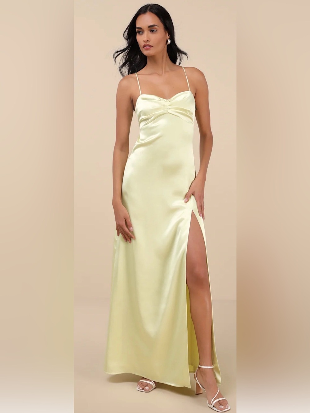 Lulus Stunning Example Satin Backless Maxi Dress M NWT